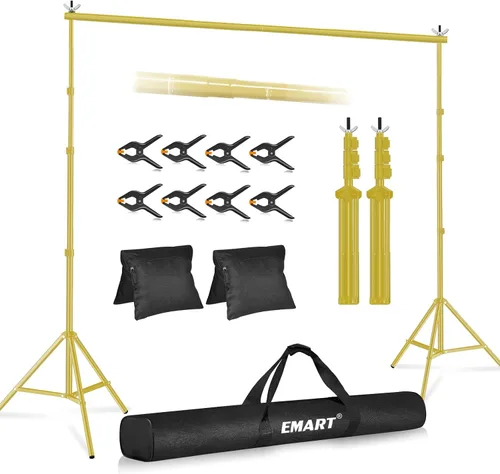 Miniatura 11 de Emart Foto Video Studio sistema de soporte de telón de fondo con bolsa de transporte, 10 pies fondo ajustable Negro