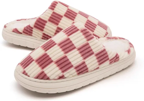 Miniatura 25 de Jaeynow Pantuflas mullidas para mujer en interiores, zapatos de casa unisex de espuma viscoelástica para hombre, zapatos de invierno cálidos