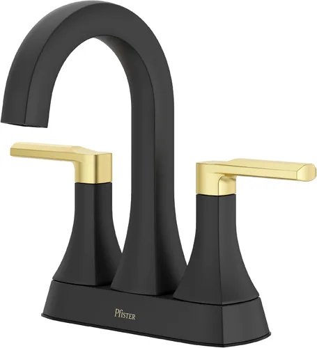 Miniatura 21 de Grifo de lavabo de baño Pfister Vaneri, 8 pulgadas de separación, 2 manijas, 3 orificios, certificado NSF, acabado negro mate, LF049VRIBB