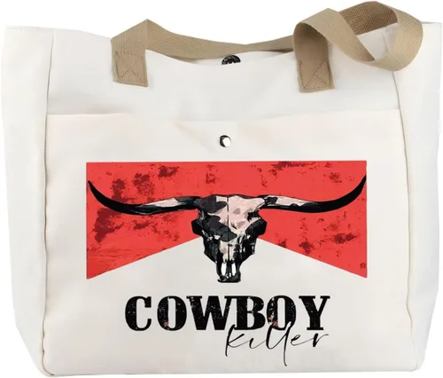 Miniatura 8 de BLUPARK Cowboy Killer Bolsa de cosméticos Western Cowgirl Regalo Mujeres Salvaje Vintage Western Rodeo Bolsa con cremallera Bolsa Gráfica Bull