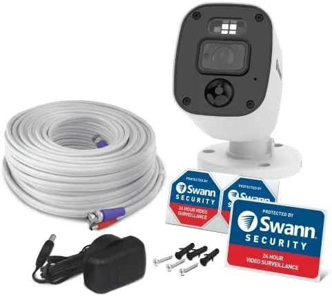 Miniatura 7 de Swann Cámara de bala de luz intermitente DVR complementaria con proyector de sensor, video de 1080P, diseño interior o exterior, visión nocturna a