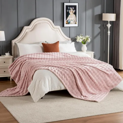 Miniatura 10 de Manta de Tiro de Piel Sintética Color Hueso para Sofá, Manta Suave y Esponjosa de Burbujas para Cama y Sofá, Manta Gruesa y Cálida de Felpa Difusa