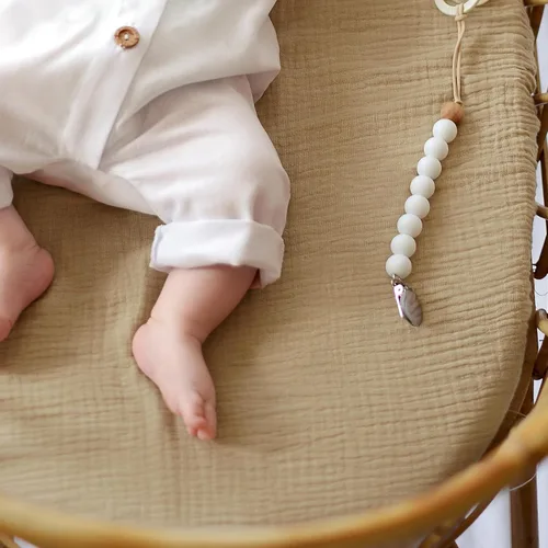 Miniatura 135 de lulumoon Sábanas de muselina para moisés para bebé: sábanas ajustables suaves para moisés de cabecera para niños y niñas Oliva y Crema