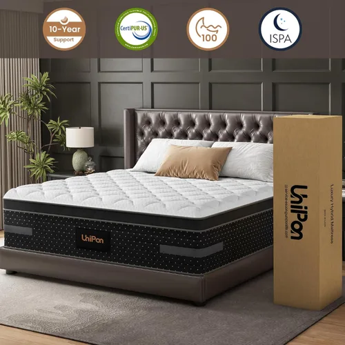 Miniatura 6 de Colchón matrimonial de 10 pulgadas, colchón híbrido de gel refrescante para sueño lateral y alivio de presión con soporte lumbar y de hombro, cama