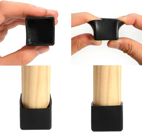 Miniatura 5 de 12 puntas de goma antideslizantes negras cuadradas para patas de silla, protectores de suelo de muebles, fundas para patas de silla, mesa, bar, Negro