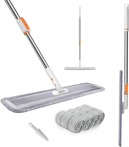 Trapeador Plano de Microfibra de 32 Pulgadas, Trapeadores Grandes para Limpieza de Pisos Comercial, Trapeadores Secos y Húmedos para Polvo en Pisos
