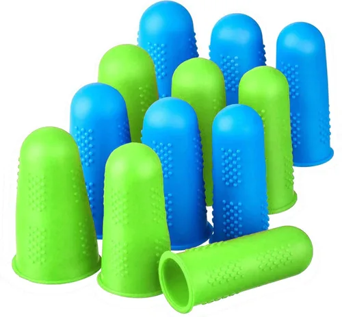 Protectores de dedos, 12 piezas, protectores de dedos de silicona, 3 tamaños, protectores tipo dedal de dedos de goma, puntas protectoras, tapas,