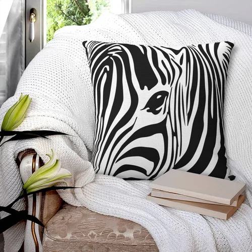 Miniatura 7 de Fundas de almohada de cebra blanca y negra de 18 x 18 pulgadas, funda de almohada para sofá, cama, decoración del hogar