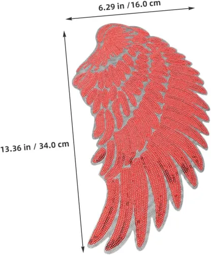 Miniatura 2 de Red Sequin Angel Wings Fabric Appliques Adhesive Backing Embroidered Iron-on Patches for Clothing Hats Backpacks DIY Decoration