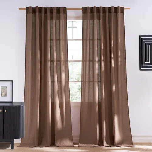 Miniatura 32 de NICETOWN Cortinas de lino grueso para dormitorio, privacidad añadida, bolsillo para barra y pestaña trasera, no se transparentan, mezcla de lino