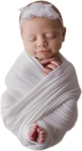 Coberllus Accesorios de fotografía para recién nacidos, manta elástica sin arrugas para niños y niñas blanco
