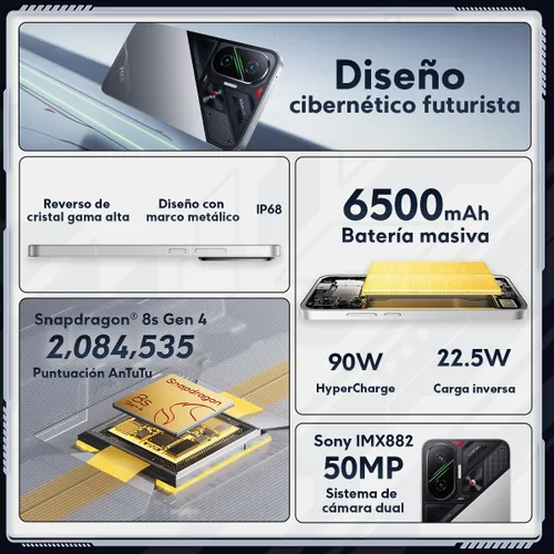 Miniatura 4 de XIAOMI Poco F7 Ai 5G (para Tmobile Mint Tello & Global) (512 GB + 12 GB) NFC 1.5K 6.83 pulgadas Amoled 50MP Sony Cam Gamers Phone NFC Dual sim Blanco