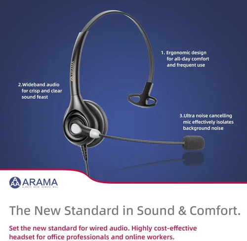 Miniatura 6 de Arama Auriculares de teléfono para teléfonos Yealink RJ600Y1 RJ9 Auriculares con cable para oficina con micrófono cancelación de ruido compatibles