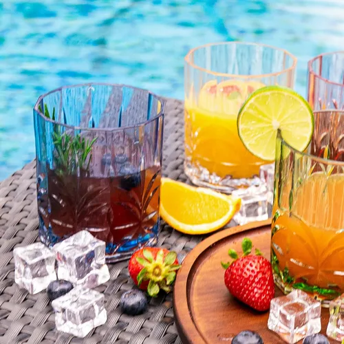 Miniatura 5 de BELLAFORTE - Vaso corto irrompible de plástico Tritan, juego de 4, 13 oz - Vasos de bebida de corte de cristal irrompibles Myrtle Beach al