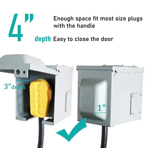 Miniatura 5 de X-Haibei Caja de toma de corriente RV de 50 amperios de 125/250 voltios, NEMA 14-50R con toma de corriente cerrada con cerradura, panel eléctrico