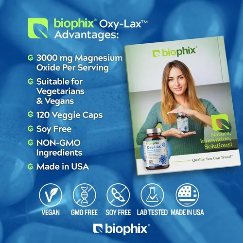 Miniatura 4 de biophix Oxy-Lax 750 mg 120 Vcaps - Laxantes naturales para el estreñimiento ocasional - Laxante de magnesio con magnesio oxigenado - Limpieza