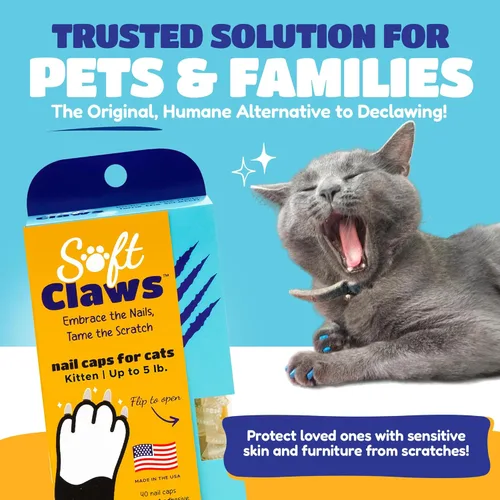 Miniatura 2 de Soft Claws Fundas para Uñas de Gatos para Gatos Pequeños – (40 Fundas, Transparentes) - Fabricado en Estados Unidos - Desarrollado por Veterinarios