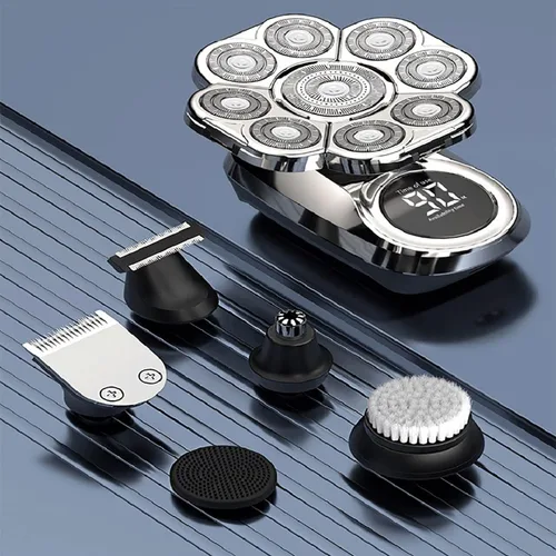 Afeitadoras de cabeza para hombres calvos, afeitadora eléctrica 9D 6 en 1 para hombres calvos, maquinilla de afeitar eléctrica para nariz, patillas,