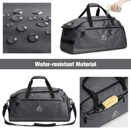 Miniatura 2 de G4Free Bolsa de gimnasio de 60 L, bolsa de lona de 3 vías con compartimento para zapatos y bolsillo húmedo para hombres y mujeres, mochila de lona