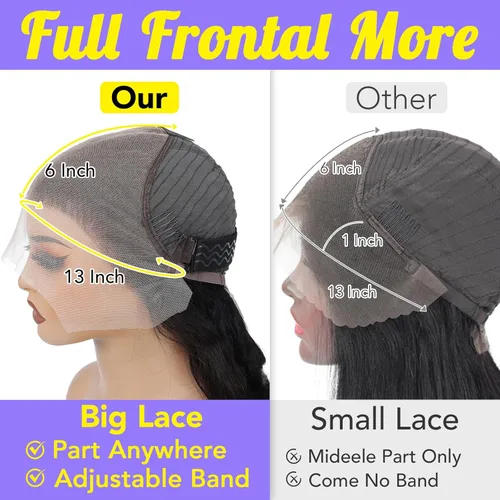 Miniatura 5 de Pelucas de cabello humano lacio con encaje frontal de 13 x 6 pulgadas, densidad del 200%, pelucas de cabello humano lacio de 22 pulgadas