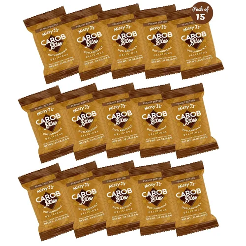 Miniatura 12 de Missy J's Mini bocados de algarrobo oscuro sin endulzar, paquete de 15 mini bocados de algarrobo vegano, sin gluten, perfecto para aperitivos