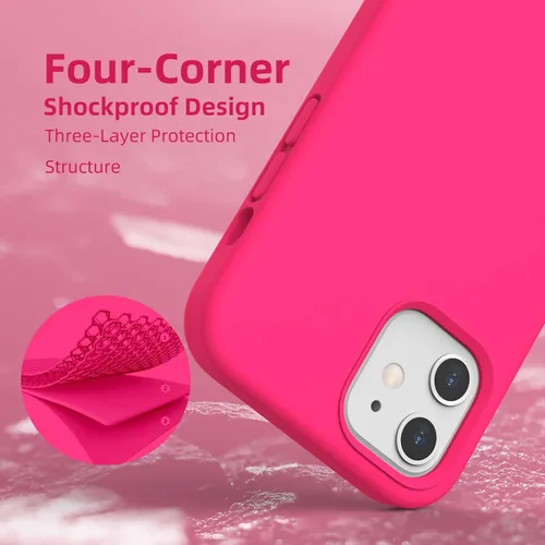 Miniatura 7 de Funda de silicona líquida compatible con iPhone 12/12 Pro, color rosa intenso [Protección contra caídas]