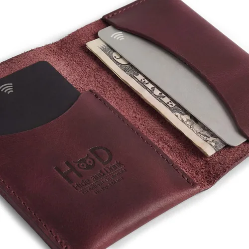 Miniatura 6 de Hide & Drink, Tarjetero plegable hecho a mano de cuero de grano completo, almacenamiento de tarjetas de crédito, organizador de dinero, caja
