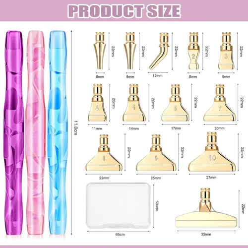 Miniatura 2 de ZYNERY Kit de 40 bolígrafos de pintura de diamante, 13 puntas de acero inoxidable para accesorios de pintura de diamantes con 12 arcilla, bolígrafos