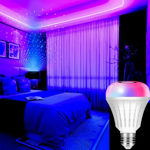 Miniatura 6 de Lámpara de pie LED con estantes y salidas AC/USB, bombilla inteligente Galaxy Star, proyector que cambia de color y luces controladas por