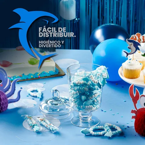 Miniatura 5 de 50 Pulseras de Caramelo de Tiburón, Caramelo Azul Genial para Fiestas Bajo el Mar y Recuerdos de Tiburón Bebé, Decoraciones y Rellenos para Bolsitas