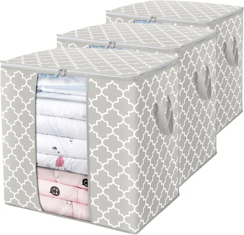 Miniatura 37 de WISELIFE Bolsas de Almacenamiento [3 Unidades/100L] Contenedores Grandes de Organización y Almacenamiento de Mantas y Ropa para Edredones, Ropa