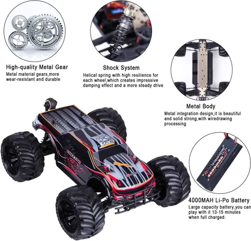 Miniatura 3 de JLBRACINGRC Auto RC sin escobillas de 1/10 para adultos, rápido 50+ mph de alta velocidad RTR RC camión, camión monstruo todoterreno 4WD, auto