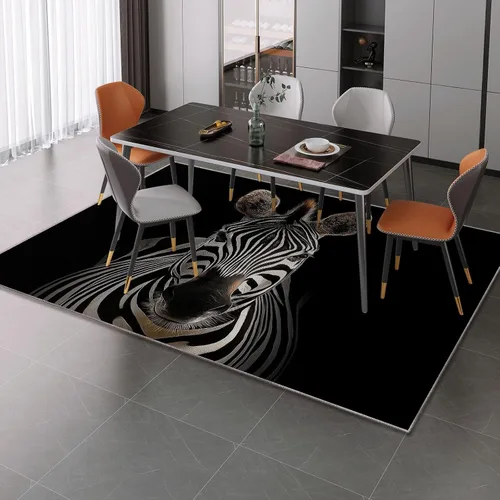 Miniatura 3 de 2 X 3 ft Small Area Rug for Bedside, Zebra Portrait Lightweight Non Slip Washable Rug with Non-Slip Backing for Front Door Entryway, Animal Throw