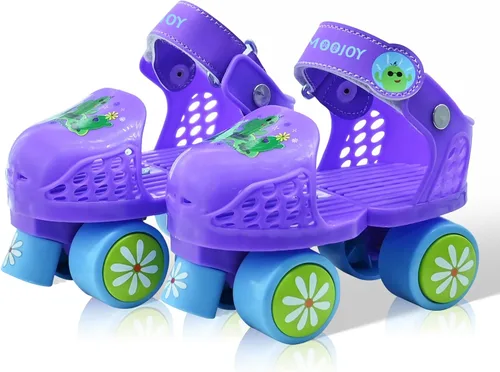 Patines de cuatro ruedas ajustables para niños y niñas de 2 a 6 años - Patines cómodos y seguros para interiores y exteriores, principiantes,