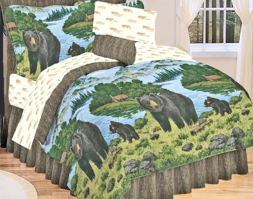 Miniatura 3 de Rustic Cabin Lodge - Juego de edredón de 8 piezas con sábanas (cama en una bolsa) (tamaño matrimonial)