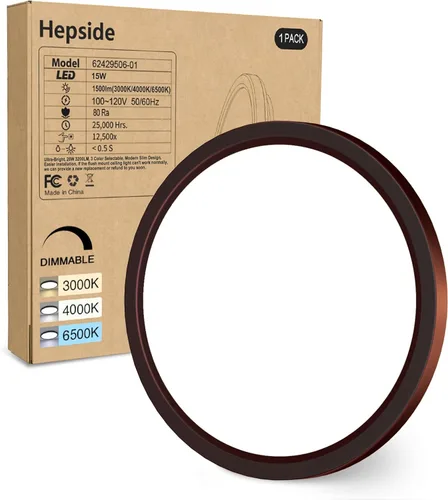 Miniatura 31 de hepside Paquete de 1 lámpara de techo LED de montaje empotrado, color negro, 12 pulgadas, 28 W, regulable 3000K-4500K-6000K, lámpara de techo de 3