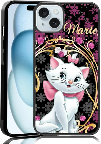 Miniatura 120 de Elegante funda de teléfono con diseño de gato Marie compatible con iPhone 11, funda de encaje dorado para iPhone, a prueba de golpes, rosa fucsia