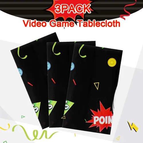 Miniatura 4 de Tatuo 3 piezas de manteles de mesa de videojuegos, decoración de cumpleaños con tema de juegos, mantel de plástico, suministros de fiesta para niños