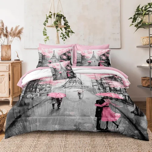 Miniatura 9 de Merryword - Juego de edredón de mármol negro, tamaño individual, 6 piezas, ropa de cama en una bolsa, diseño de mármol metálico dorado con 1