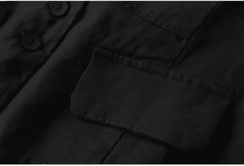 Miniatura 7 de Dongfeng Chaleco sin mangas de lino y algodón para mujer, casual, cuello en V, con botones