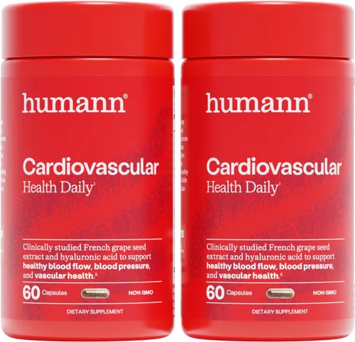 Miniatura 10 de Humann Daily Wellness, Cápsulas de extracto de semilla de uva y suplementos de circulación de ácido hialurónico, a base de plantas sin OMG, 60