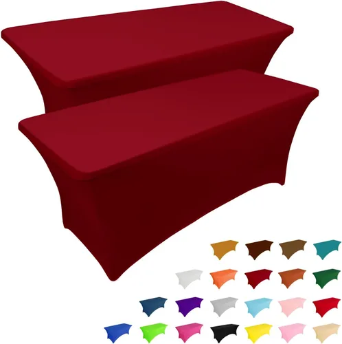 Miniatura 41 de IVAPUPU Paquete de 2 Manteles de Mesa de 6 Pies para Mesa Rectangular Ajustados para Eventos Elásticos Azul Niebla Cubiertas de Mesa Lavables Azul