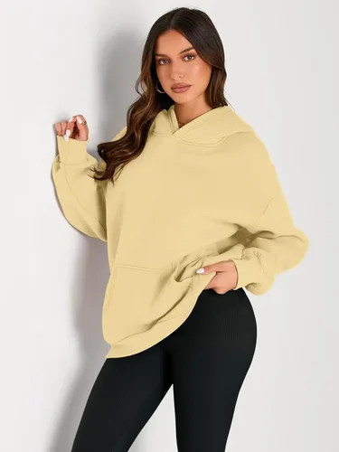 Miniatura 62 de Trendy Queen - Sudaderas extragrandes con capucha para mujer, suéteres de manga larga, sin botones, de vellón, de otoño, ropa de invierno
