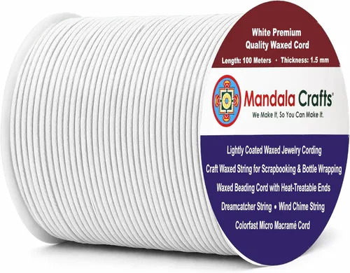 Miniatura 91 de Cuerda Mandala Crafts 0.03 pulgadas 109 yardas para hacer joyería, artesanía, macramé, cuerda de algodón encerado Negro