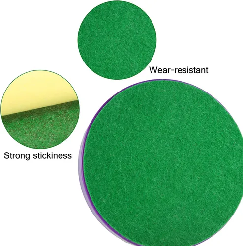 Miniatura 5 de Gejoy 94 mm Hockey Paddle Pads Self Adhesive Replacement Hockey Mallet Felt Pads Green Felt Sticker for 96 mm Pushers