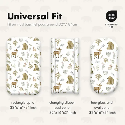 Miniatura 5 de Gllquen Baby Paquete de 4 sábanas de moisés, transpirable y acogedora, sábana bajera elástica para cuna de viaje, patrón floral de moda, sábanas Oso