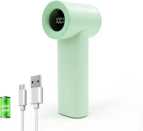 Miniatura 11 de Ventilador turbo portátil de mano, viento de 5 engranajes, pantalla LED, ventilador personal recargable por USB de 4500 mAh, tiempo de enfriamiento