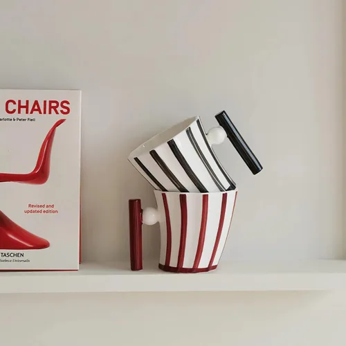 Miniatura 3 de Tazas de café de cerámica roja, taza de café hecha a mano para la oficina y el hogar, tazas de café artísticas para mujeres para mamá, taza roja