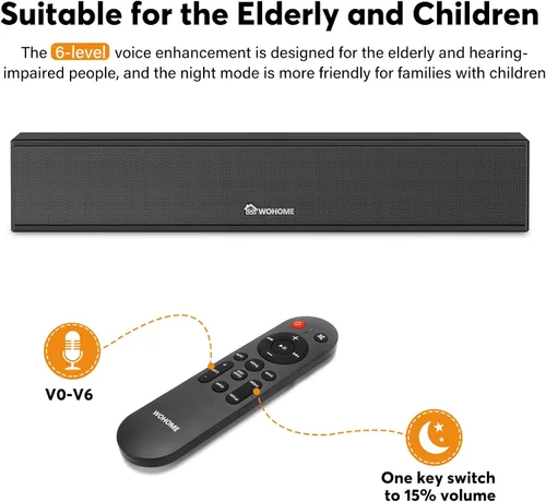 Miniatura 3 de Barra de sonido 2.1 para Smart TV con subwoofer integrado, 6 niveles de mejora de voz, altavoces de barra de sonido de TV pequeños de 15 pulgadas