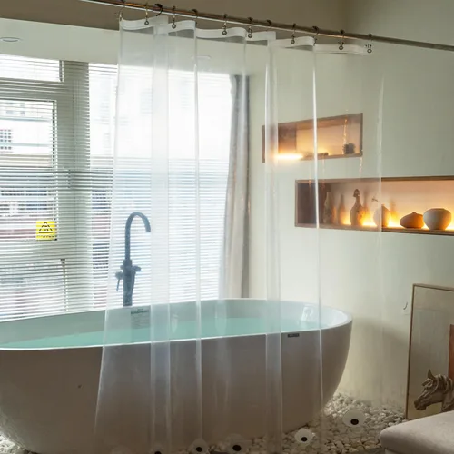 Miniatura 29 de Cortina de ducha corta transparente de 60 pulgadas de largo, forro de cortina de ducha corta de plástico EVA 7G, 60 pulgadas de largo para baño